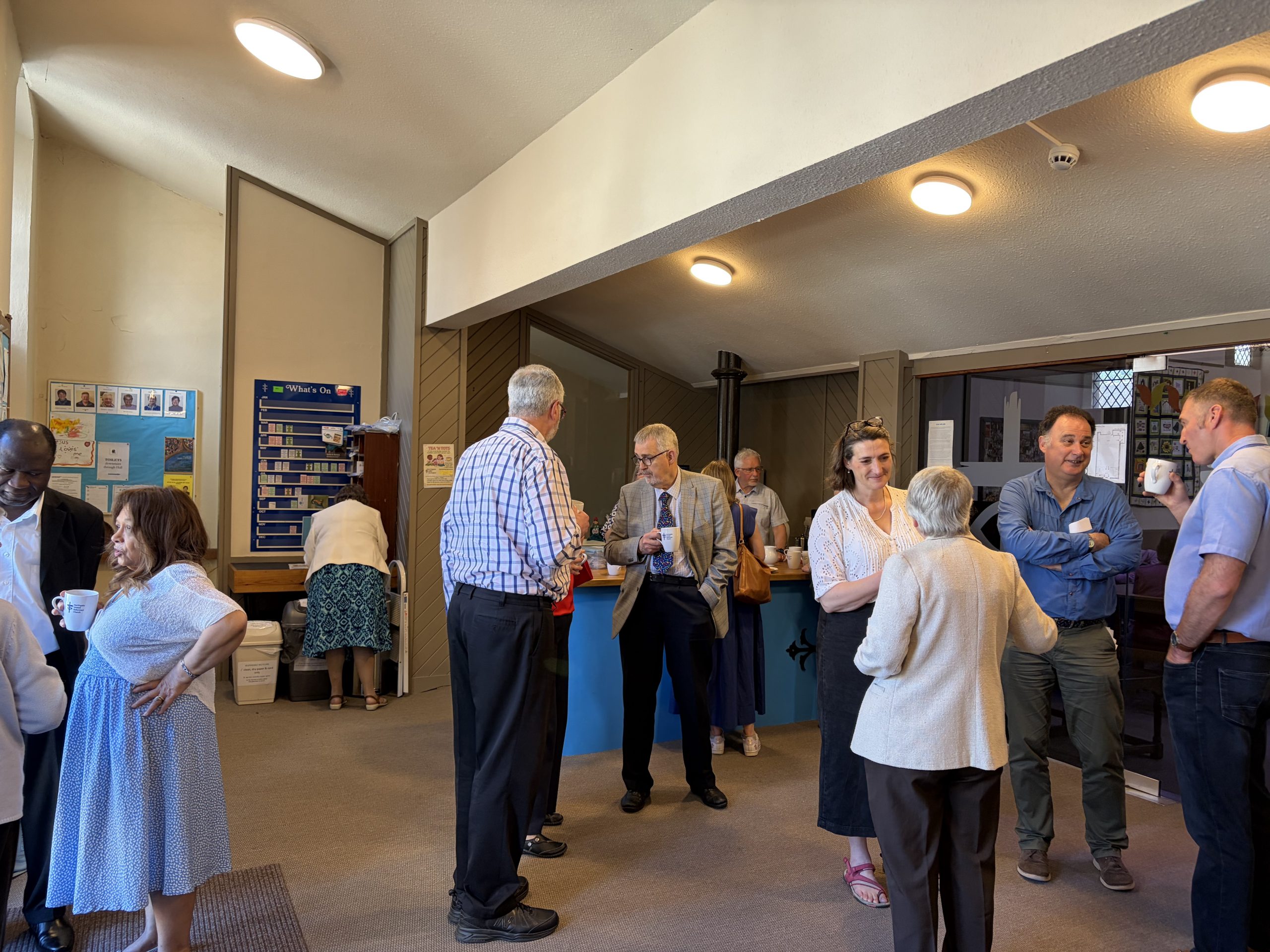 Congregation enjoying post-service refreshments